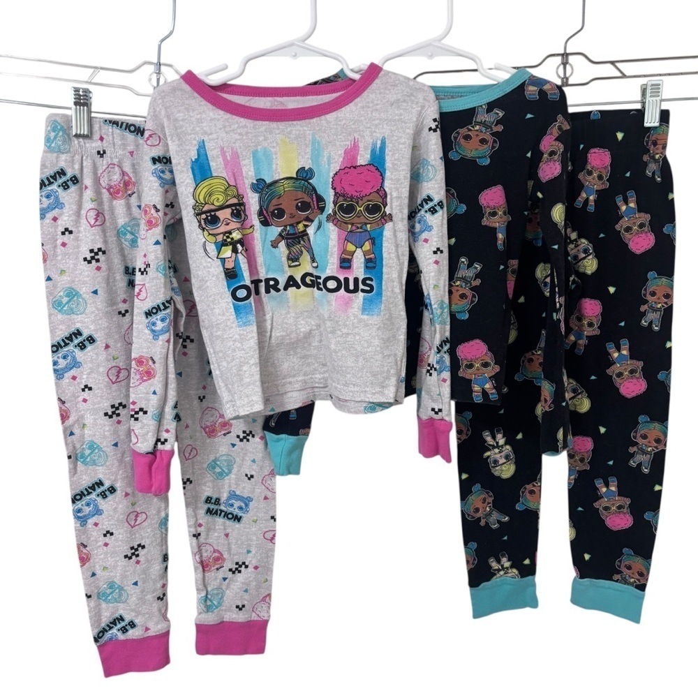 Bundle of 2 L.O.L. Surprise! Kids long sleeve Pajama Sets Gray and Black
